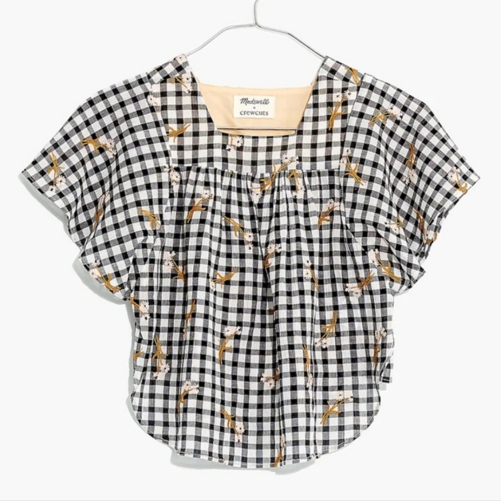 Madewell x Crewcuts Embroidered Gingham Butterfly Top